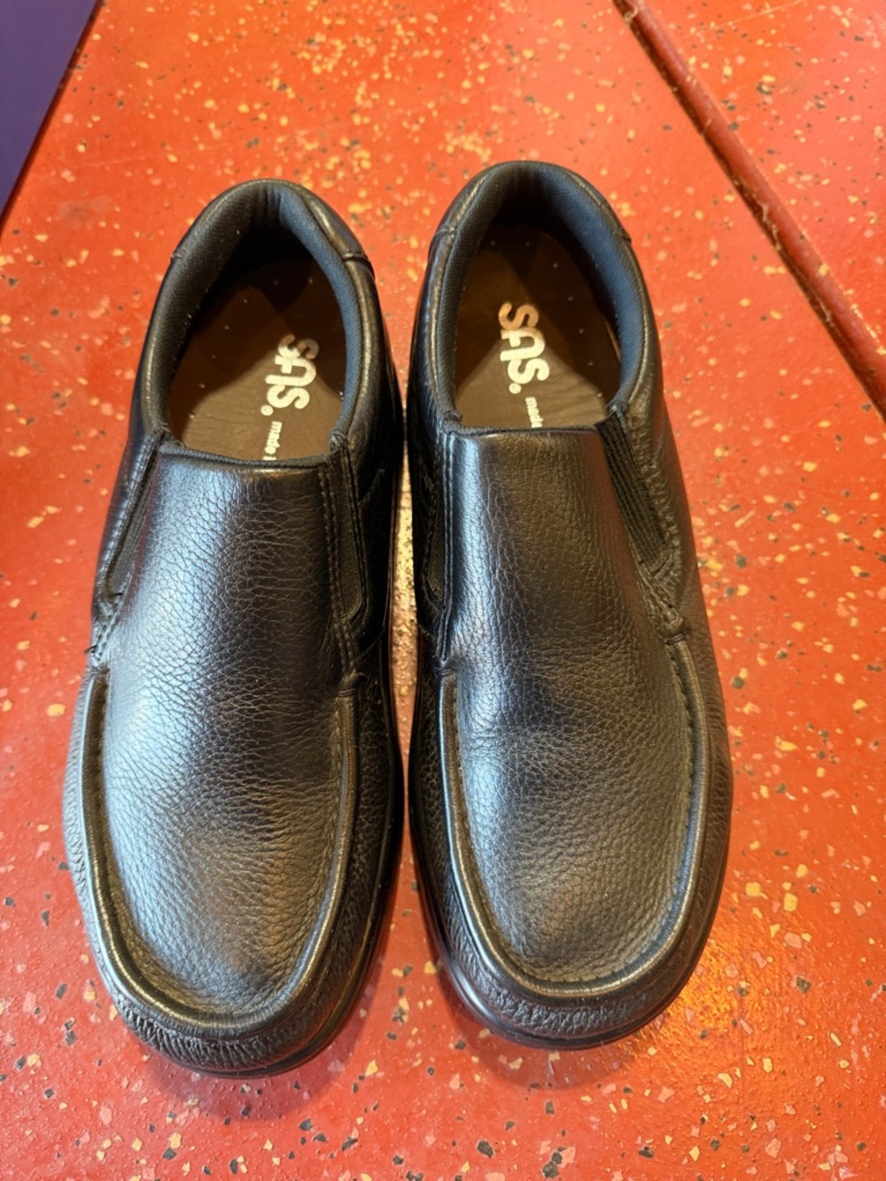 SAS Black Leather Slip-On Loafers for Men